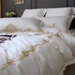 Big red and white two colors pure cotton satin 60 sets four sets of wedding bedding Suites - Countess white four piece set 1.5m (5 feet) bed