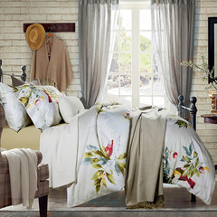 American long staple cotton satin birds'twitter and fragrance of flowers of four sets of high-end bedding fabrics AG6014 AG6137 1.5m (5 feet) bed
