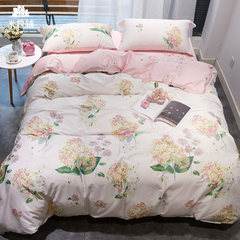 Spring and summer 60 cotton satin long staple cotton suite, garden flower bed sheet quilt cotton four piece bedding whisper M code 1.5 or 1.8 m bed (core 200-230)