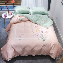 Time limit special price spring and Autumn Period silky cotton satin four piece 60 cotton long staple cotton printed double person package love letter 1.5m (5 ft) bed