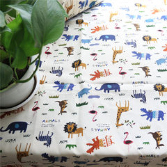 [ZOO] dotting custom made cotton canvas cartoon book / Zoo tablecloth table cloth Color as shown 65+17 vertical *180cm