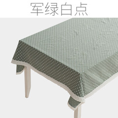 Small fresh pastoral linen tablecloths fabric table cloth rectangular square table cloth simple modern cover towels Military green spots 150*180cm