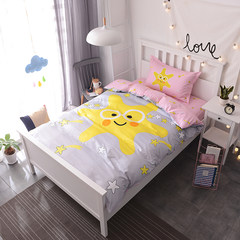 Three sets of cartoon beds, all cotton dormitory, boys' sheets, cute children quilt, 3 sets of pure cotton bed products, Shanghai style star 1.0m (3.3 feet) bed.