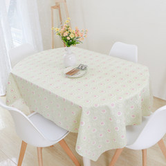 European style rural oval tablecloth, lace PVC plastic table mat, tablecloth, oval table waterproof, anti oil, anti ironing Daisy green 65+17 vertical *180cm
