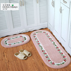 Kitchen bathroom door mat bedroom bedside carpet bathroom hallway door mat anti-slip absorbent door mat 40× Pink oval at 60CM