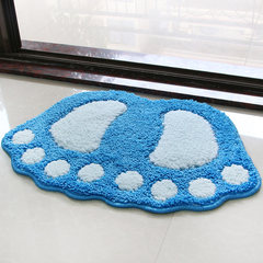 The bathroom door doormat mat absorbent pad bathroom door mat carpet cushion cartoon children 48x67cm [2 pieces] Foot blue