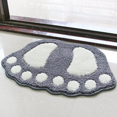 The bathroom door doormat mat absorbent pad bathroom door mat carpet cushion cartoon children 48x67cm [2 pieces] Foot grey