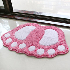 The bathroom door doormat mat absorbent pad bathroom door mat carpet cushion cartoon children 48x67cm [2 pieces] Pink feet