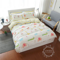 Pure cotton cartoon bedding, four piece set, cotton bed for children, student bed single quilt cover three 4 Piece Set childish 1.2m (4 feet) bed.