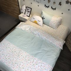 Cotton cartoon bedding, four piece set, cotton bed for children, student bed, single quilt cover three, 4 piece set, many fish 1.2m (4 feet) bed.