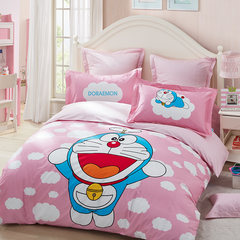 Lovo home textiles, cotton cartoon four piece set pure cotton Doraemon children 1.5 bedding quilt, Cat Bed Suite duo A dream - JINGDING cloud country 1.5m (5 ft) bed