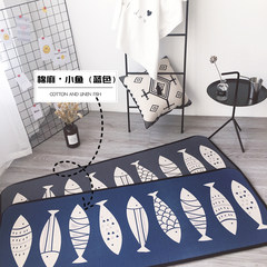WELCOME series of fresh cotton pad strip personality bedside bedroom windows pad bathroom absorbent mat 40× 60CM Cotton - Fish (blue)