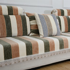 Sofa towel set combination, four seasons general sofa cushion, fresh cloth art, simple modern living room anti slip stripe custom made 90*210cm
