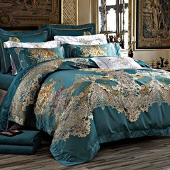 80 new European American cotton bed four pieces retro jacquard bedding Satin bedding Bed linen A born beauty 1.8m (6 feet) bed