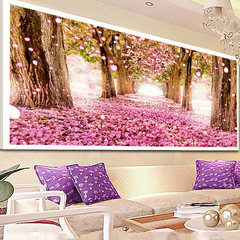 Diamond painting, living room full of cherry trees, simple modern wedding point drilling, sticking drill, cross stitch, round drill, bedroom, diamond embroidery [full drill] 100× 40 cm - delivering tool