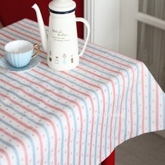 Blue and red stripes have a Mediterranean style Korean linen tablecloths 65+17 vertical *180cm