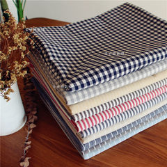 The Japanese Navy Stripe Cotton Plaid simple coffee milk coffee red Beige Muji table cloth cloth 65+17 vertical *150cm