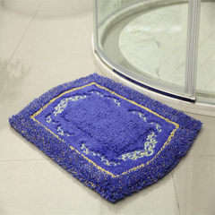 Huidou genuine european-style suede carpet door mat bedroom foot pad bed front blanket bathroom water absorbent anti-skid pad machine washing 60× 120CM sky blue electric embroidery