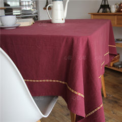 Washed cotton linen texture Chinese national wind art RETRO ancient wine red blue table cloth. 65+17 vertical *180cm