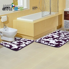 New home cotton velveteen jacquard mat U thickened type toilet pad toilet water bathroom antiskid mat 40× 60CM Purple jacquard toilet mat