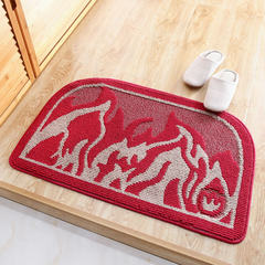 The hall door home door mat mat mat carpet in the living room bedroom kitchen bathroom water antiskid mat 50x80cm upgrade, environmental protection, dirty Rhythm style red