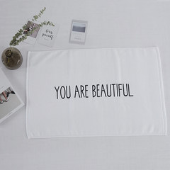 Nordic pure cotton towel, bathroom mat thickening, cotton pure white moisture absorption, anti slip embroidery door mat home 60× 120CM YOU ARE BEAUTIFUL [ground towel]