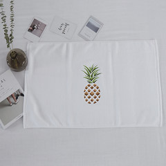 Nordic pure cotton towel, bathroom mat thickening, cotton pure white moisture absorption, anti slip embroidery door mat home 60× 120CM Pineapple [ground towel]