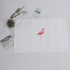 Nordic pure cotton towel, bathroom mat thickening, cotton pure white moisture absorption, anti slip embroidery door mat home 60× 120CM Flamingo [ground towel]