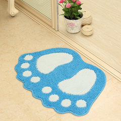 Foot mat mat door home bathroom toilet water bath mat mat mat suede Blue feet 40x60CM
