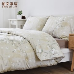 The Bai Jiashi cotton 60S Satin four pieces cotton print four pieces of single bed bedclothes Bed linen Tip: specifications are chosen mainly by core size M 1.5-1.8 meter bed (quilt cover 200*230)