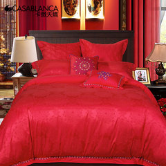 Casablanca Casablanca wedding bed wedding eight piece red pearl silk eight piece ES383 1.8m (6 feet) bed