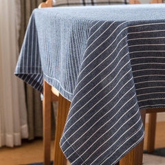 Japanese style simple plain striped linen tablecloths small fresh linen fabric table cloth garden table cloth tablecloth A light blue Customized do not change, take the change