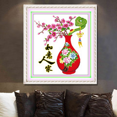 Accurate printing cross embroidered Ruyi auspicious new cross stitch plum family living room [50x54 cm] more than 30% lines in printing