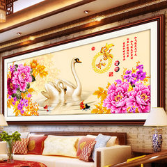 A new accurate printing cross stitch and rich living room China Swan figure happy couple cross show wind series 150x65 cm [median thread] more than 30%