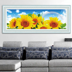3D cross stitch new golden sunflower stamp cross embroidered Cross rust series of a living room [116x37 cm] 3D printing - only embroidered flowers