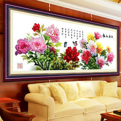 Diamond embroidery new Tianxiang diamond paste painting cross stitch Hannaford diamond stone tile embroidered peony painting the living room a 2 meters 170x63 cm [5D white bottom does not stick] round drill