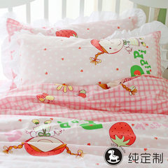 All cotton children's bedding, strawberry, cartoon, pink lace, custom made four bed sets, winter spring and autumn sheet quilt cover piece Strawberry red hat (pure custom, no finished product) 1.2m (4 feet) bed