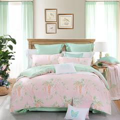Mercury home textile bed four sets of genuine cotton full cotton bed sheets quilt 1.2 meters, student single bed three piece set Venice Garden (shallow pink) 1.2m (4 feet) bed
