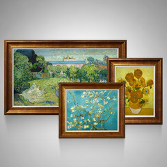 Orange house Van Gogh decorative painting combo suite, living room hanging paintings, Dolby garden, sunflower, apricot flower 420*480mm Van Gogh oil painting 3 set meal Home brand originality