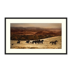 American style / photographic landscape / wall decoration / imported painting core / horse / fireplace cabinet, solid wood frame painting 781 40*40 Other types 20781KMP Oil film laminating + low reflective organic glass