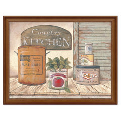 Beautiful French Country Garden / tableware still life decorative painting / original import painting core / bar restaurant kitchen /175 40*40 Simple black wood grain frame 30176ZMP Oil film laminating + low reflective organic glass