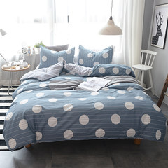 A pure cotton B coral fleece four piece set cotton thickening, winter flannel flannel quilt cover sheet 1.8m bed, bed single page language blue 1.8m (6 ft) bed