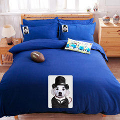 Pure color sanding four piece cartoon dog Chaplin bedding 1.8M bedding quilt, student dormitory bedding seven pieces set Chaplin (Tibet Qing) 1.2m (4 ft) bed