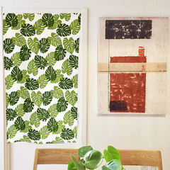 Plant leaves, cloth door curtain, summer door curtain, kitchen partition curtain, half curtain bedroom decoration, curtain hanging curtain 80 width *130 height (including door curtain pole)