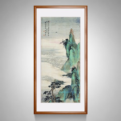 Orange house the Imperial Palace, Chinese painting, frame living room painting, decorative painting office, famous calligraphy and painting, green landscape painting Mounting height 140* length 69 Advanced Edition Ancient mahogany Oil film laminating + lo