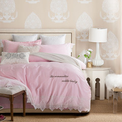 Four sets of satin lace beds, cotton quilt covers, pink princess princess, pure cotton sheets, 1.8/2.0m beds, twin Efes 1.5m (5 feet) beds.