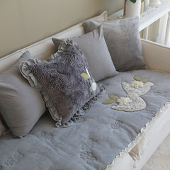 The Korea grey cotton sofa cushion towel simple modern sitting cushion wood leather slip custom 90*70cm