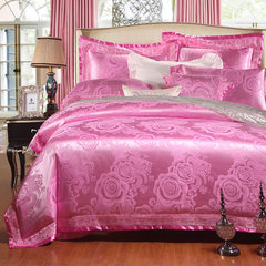 Satin Jacquard bedding, four piece bed set, 4 sets of home wedding bed, Berlin - powder 1.5m (5 ft) bed.