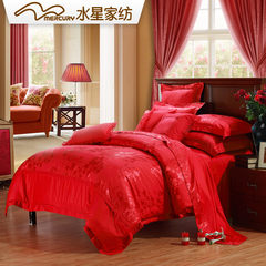 Mercury home textile wedding jacquard six sets of red festive suite Lily bridal bedding Lily bride 1.5m (5 feet) bed