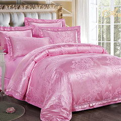 Bedclothes, four piece sets, European luxurious Satin Jacquard bedding, 4 sets of wedding suite, real flower 1.5m (5 ft) bed.